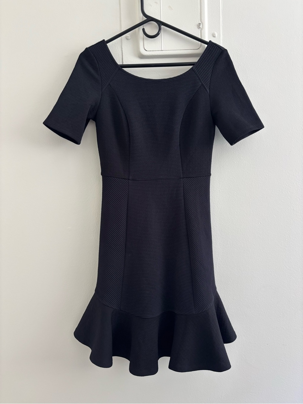 Anthropologie HD in Paris Black Mini Fit-and-Flare Dress with flounce Hem size 4